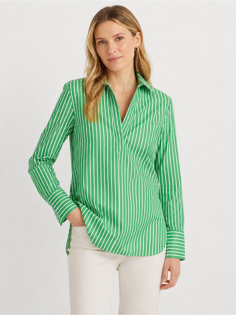 Lauren Ralph Lauren blouse  green and white vertical stripes  size M